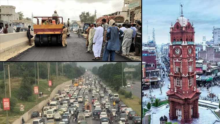 شہرمیں ترقیاتی منصوبوں سے ٹریفک کا نظام درہم برہم،  سٹرکوں پر گاڑیوں کی لمبی قطاریں معمول