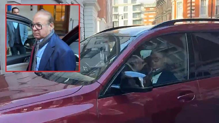 لندن میں دو نقاب پوشوں نے  نواز شریف کی گاڑی کے شیشے توڑدئیے
