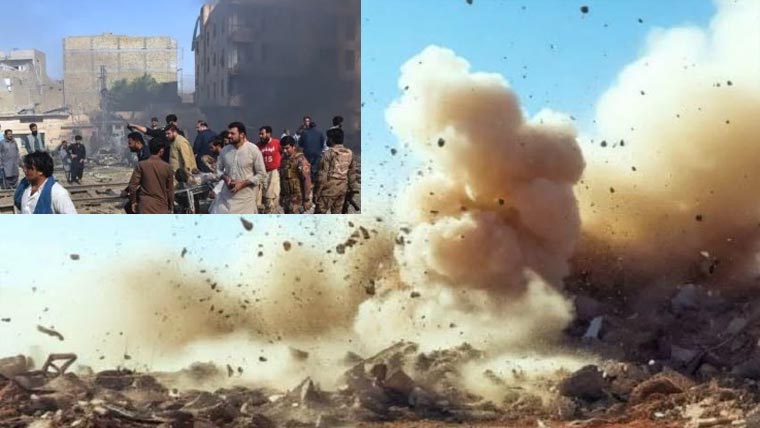 کوئٹہ :بم دھما کا ، گاڑی تباہ ، 5پولیس اہلکار زخمی