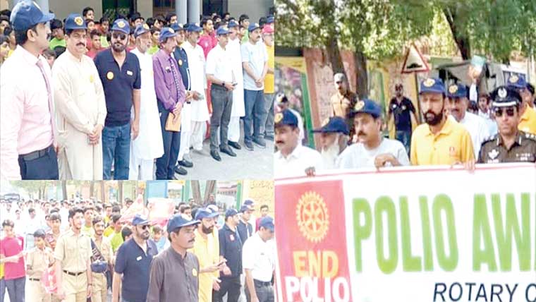 جھنگ :ورلڈ پولیو ڈے کے سلسلہ میں روٹری کلب کی آگاہی واک 