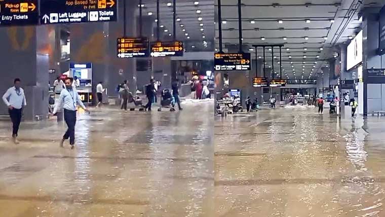شدید بارش،دہلی ایئرپورٹ واٹر  پارک بن گیا،پروازوں کا رخ تبدیل