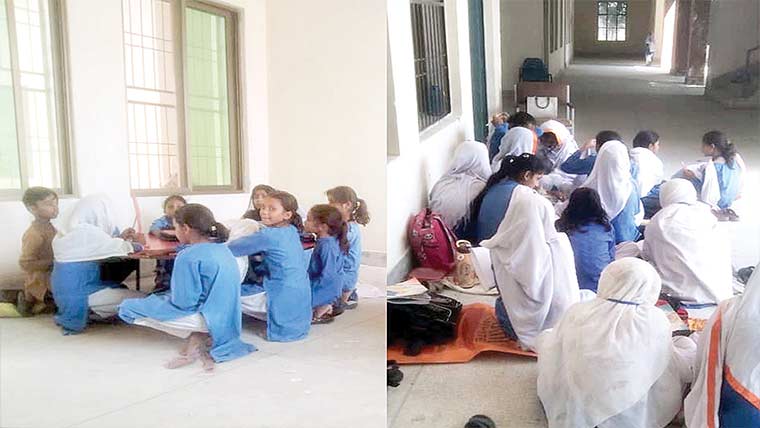  گورنمنٹ گرلز ہائی سکول کوٹ اسحاق میںبجلی ،پانی نہ ہی فر نیچر 