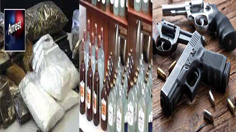 راولپنڈی، 5 افراد گرفتار، چرس شراب اور اسلحہ معہ ایمونیشن برآمد