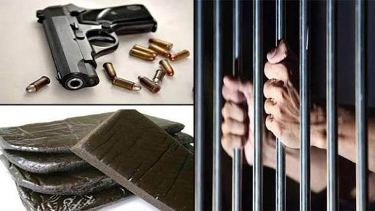چار جرائم پیشہ عناصر گرفتار  منشیات واسلحہ برآمد