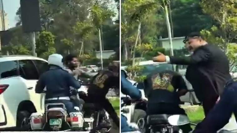 راولپنڈی :وکیل کاموٹرسائیکل سوار پرتشدد، وارڈن تماشادیکھتا رہا