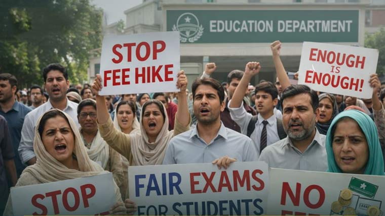 تعلیمی بورڈز کی امتحانی فیسوں میں اضافے کیخلاف احتجاج 