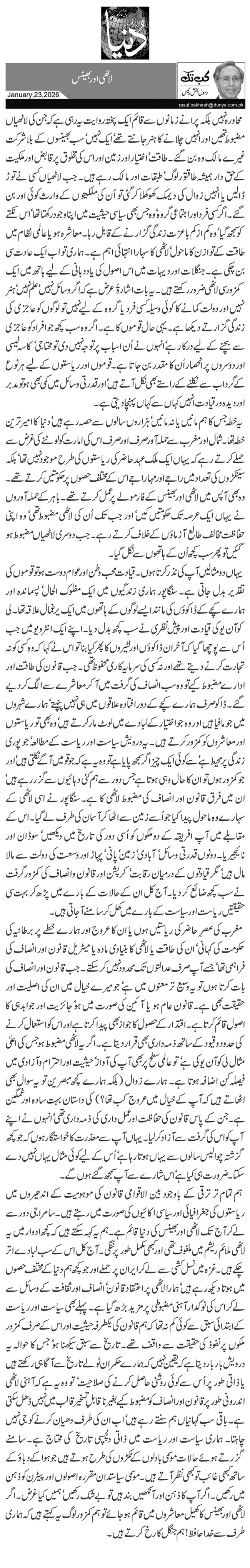  لاٹھی اور بھینس