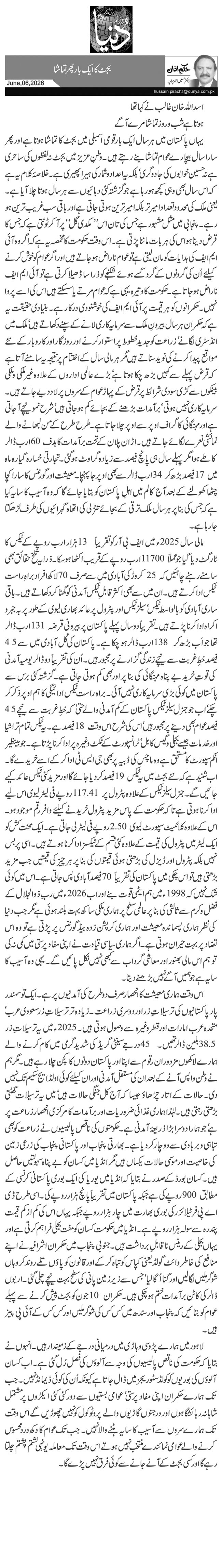 بجٹ کا ایک بار پھر تماشا
